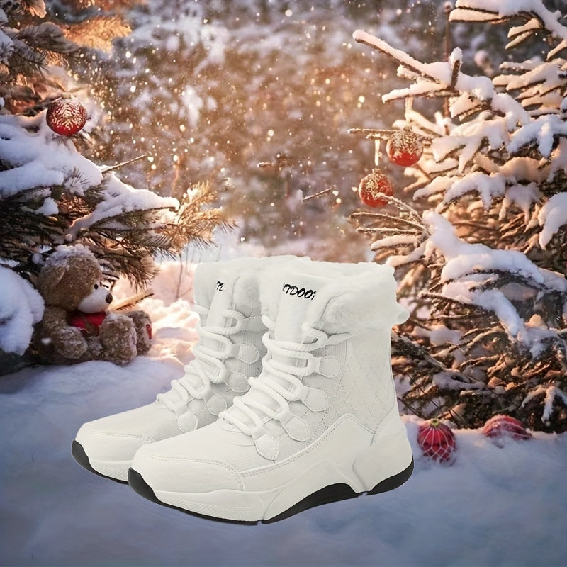 Women's Winter Snow Boots Plush Inner Thermal Comfort Lace-up Hiking Boots