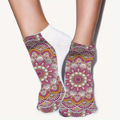 Floral Print Crew Short Socks Women's Stockings
