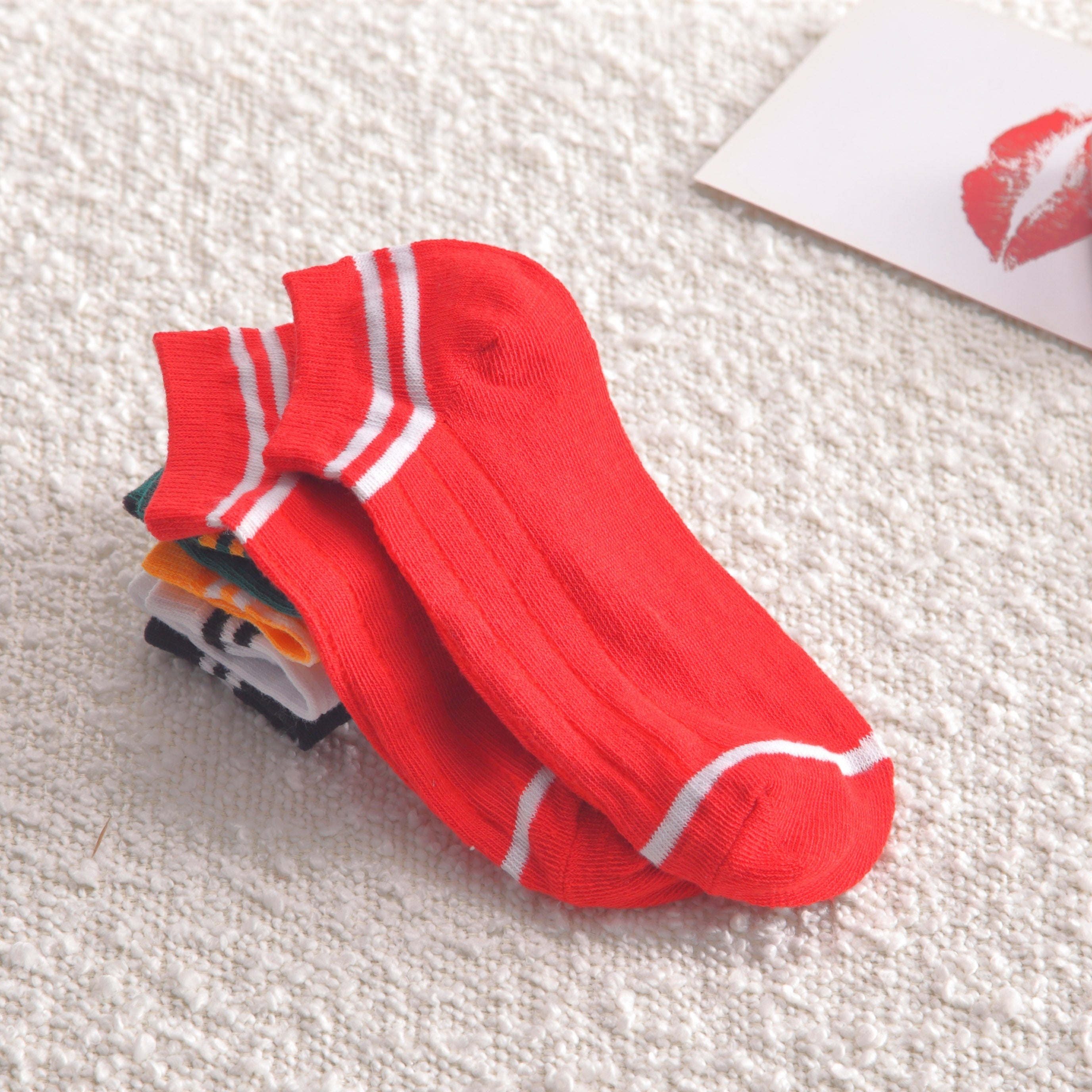 5 Pairs Striped Ankle Socks Lightweight Women's Stockings