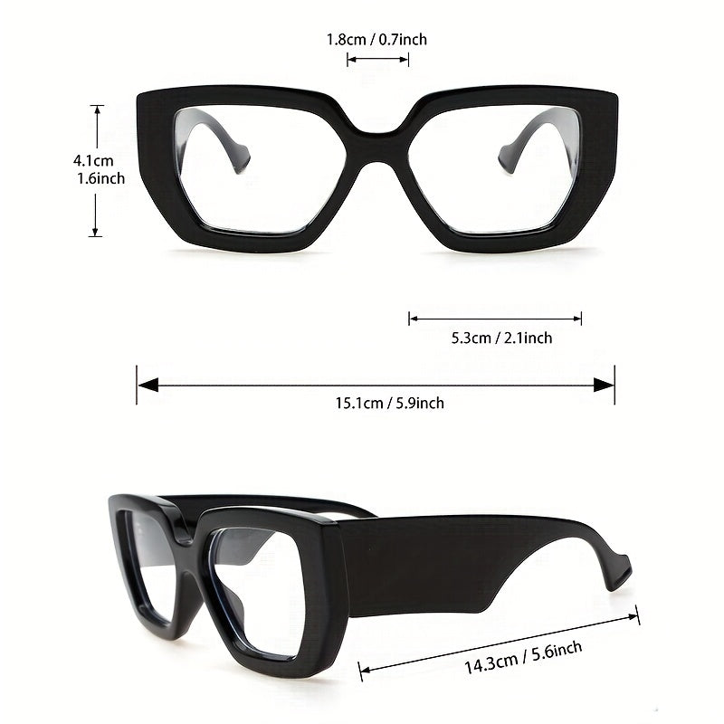 Clear Lens Cat Eye Glasses - Square Frame Specs