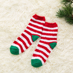 3 Pairs Fuzzy Floor Socks Comfy & Warm Christmas Mid Tube Socks