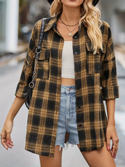 Plaid Print Long Sleeve Button Up Shirt