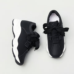 Women's Faux Leather Sneakers Thick Bottom Casual Shoes