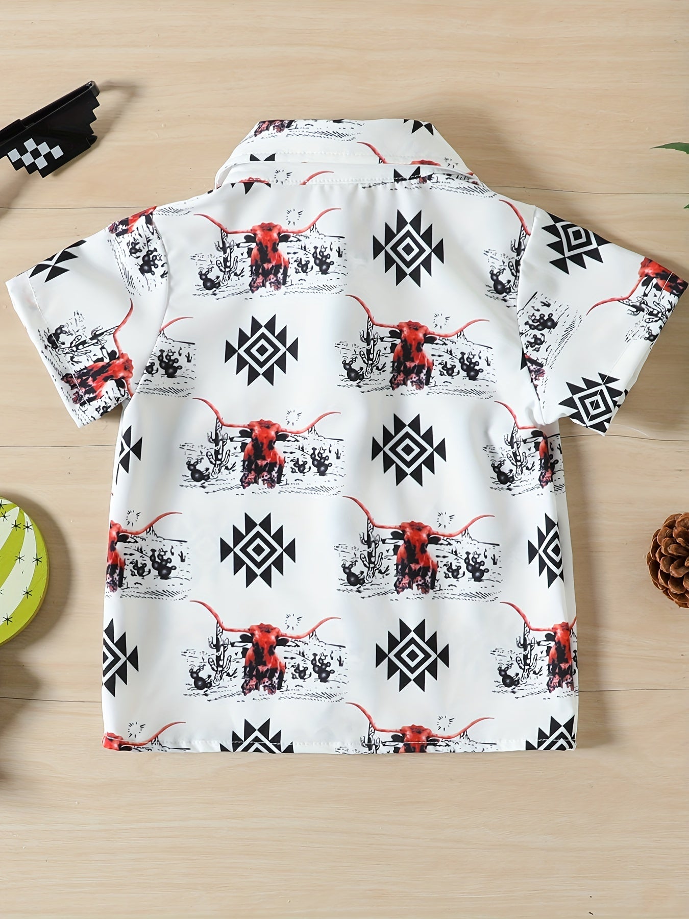 Boys Bull Print Shirt Summer Kids Clothes
