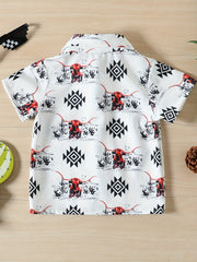 Boys Bull Print Shirt Summer Kids Clothes