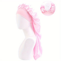 Solid Satin Long Hair Bonnet Head Scarf Night Cap