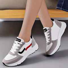 Colorblock Platform Sneakers Lace Up Sporty Comfy Shoes