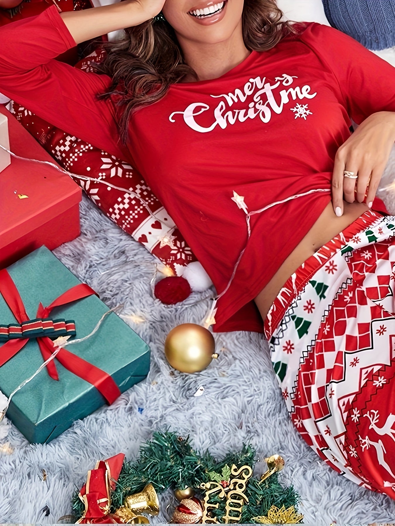 Christmas Pattern Print Lounge Set Women's Loungewear & Sleepwear