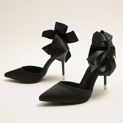 Women's Bowknot Stiletto Heel Point Toe Shoes