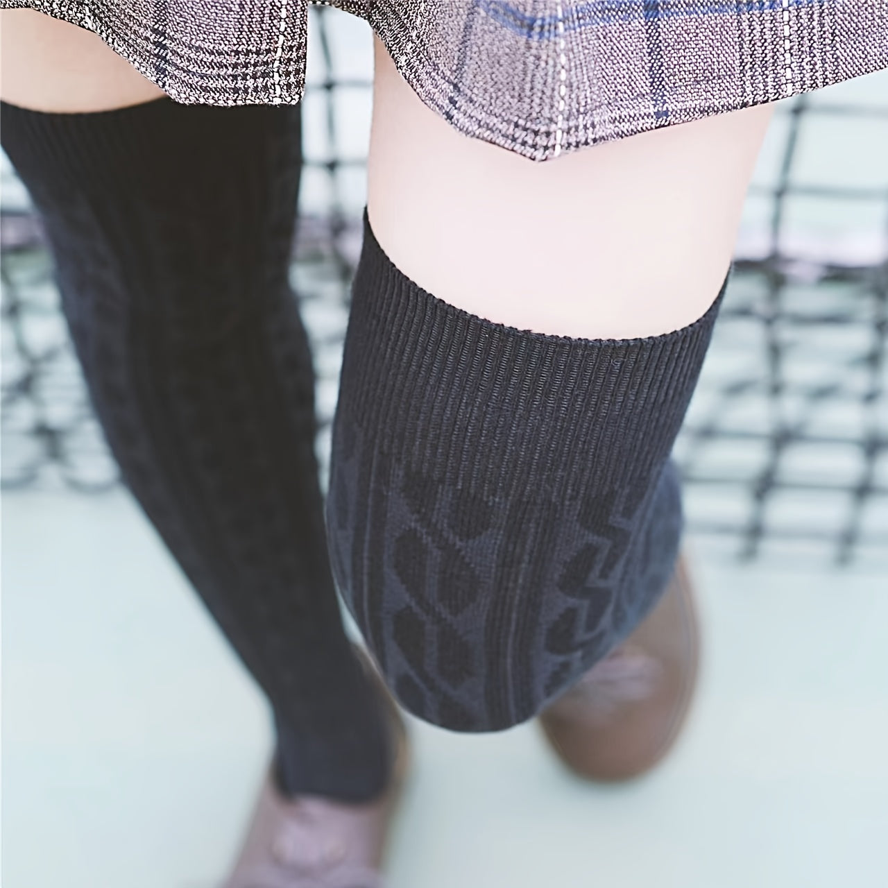 Soft Twisted Thigh High Socks Breathable Cotton Over The Knee Socks