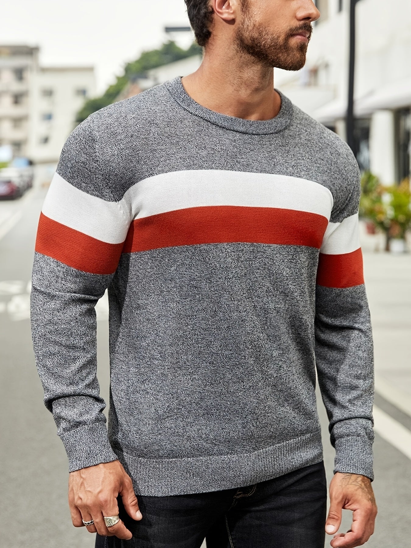Men Casual Knitted Sweater without Shirt