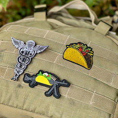 3pcs Taco Morale Patches Embroidered Applique Fastener Hook & Loop Emblem
