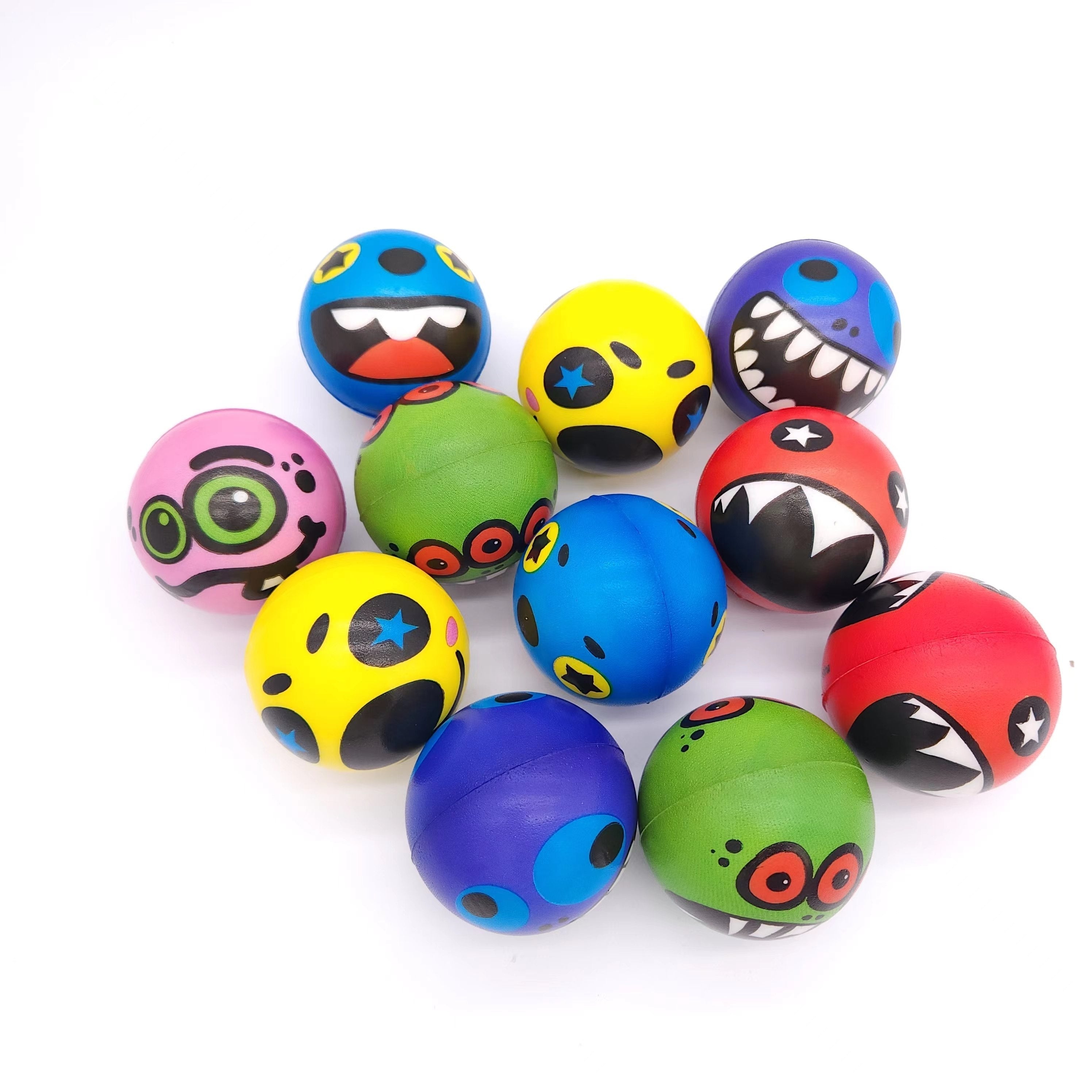 12pcs Cartoon Monster Expression Sponge Balls Interactive Toys