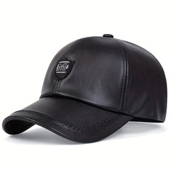 PU Leather Alphabets Baseball Cap for Men