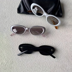 Y2K Oval Sunglasses Hiphop Star Decor Glasses UV400