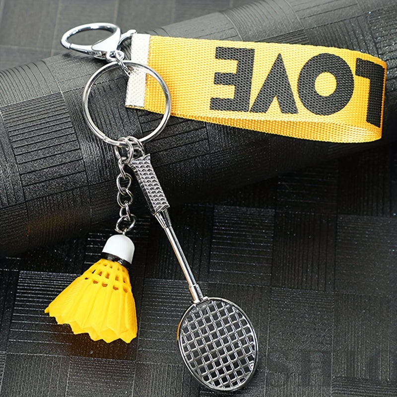 Badminton Racquet Keychain Alloy Key Chain Decoration