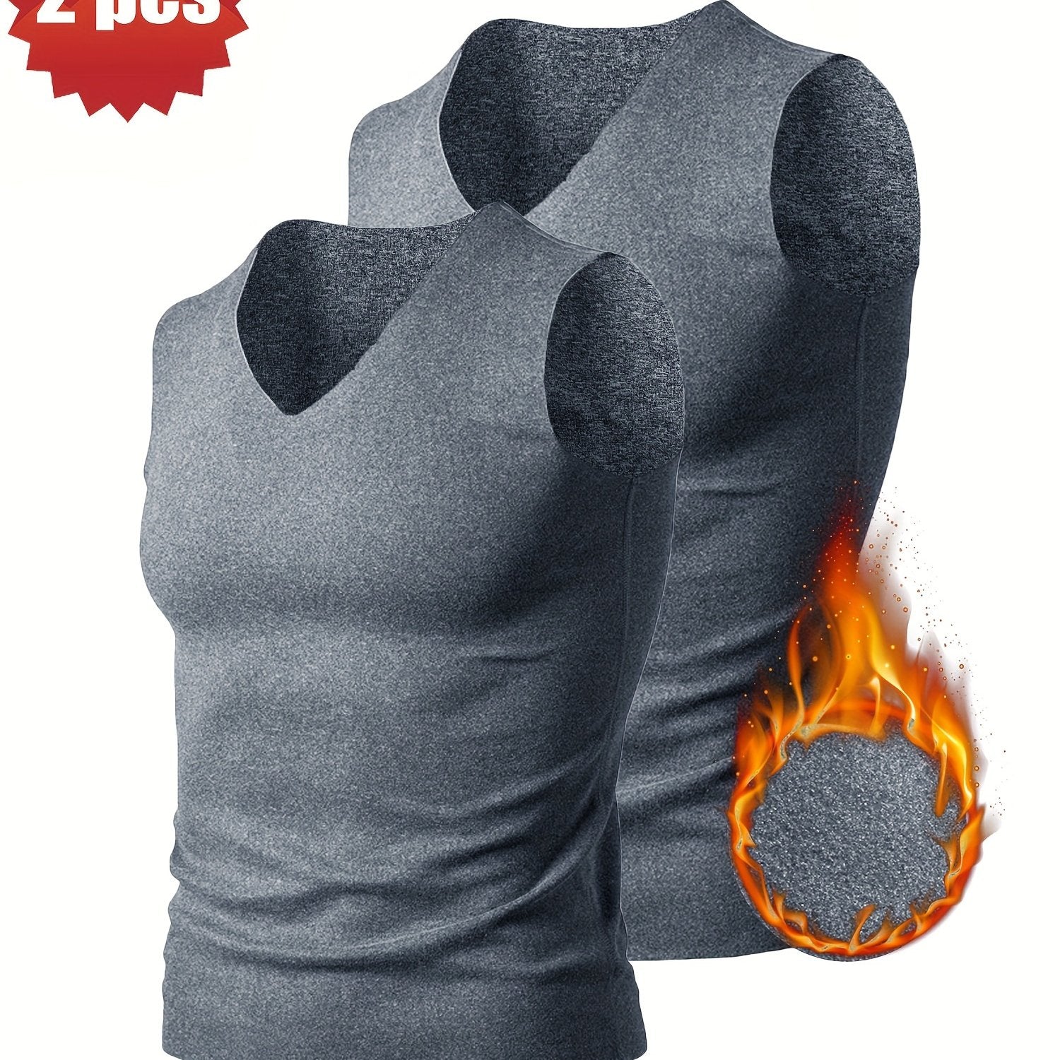 Men's Quick Dry Fleece Tank Top V Neck Sleeveless Shirt