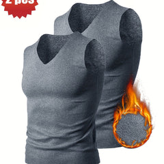 Men's Quick Dry Fleece Tank Top V Neck Sleeveless Shirt