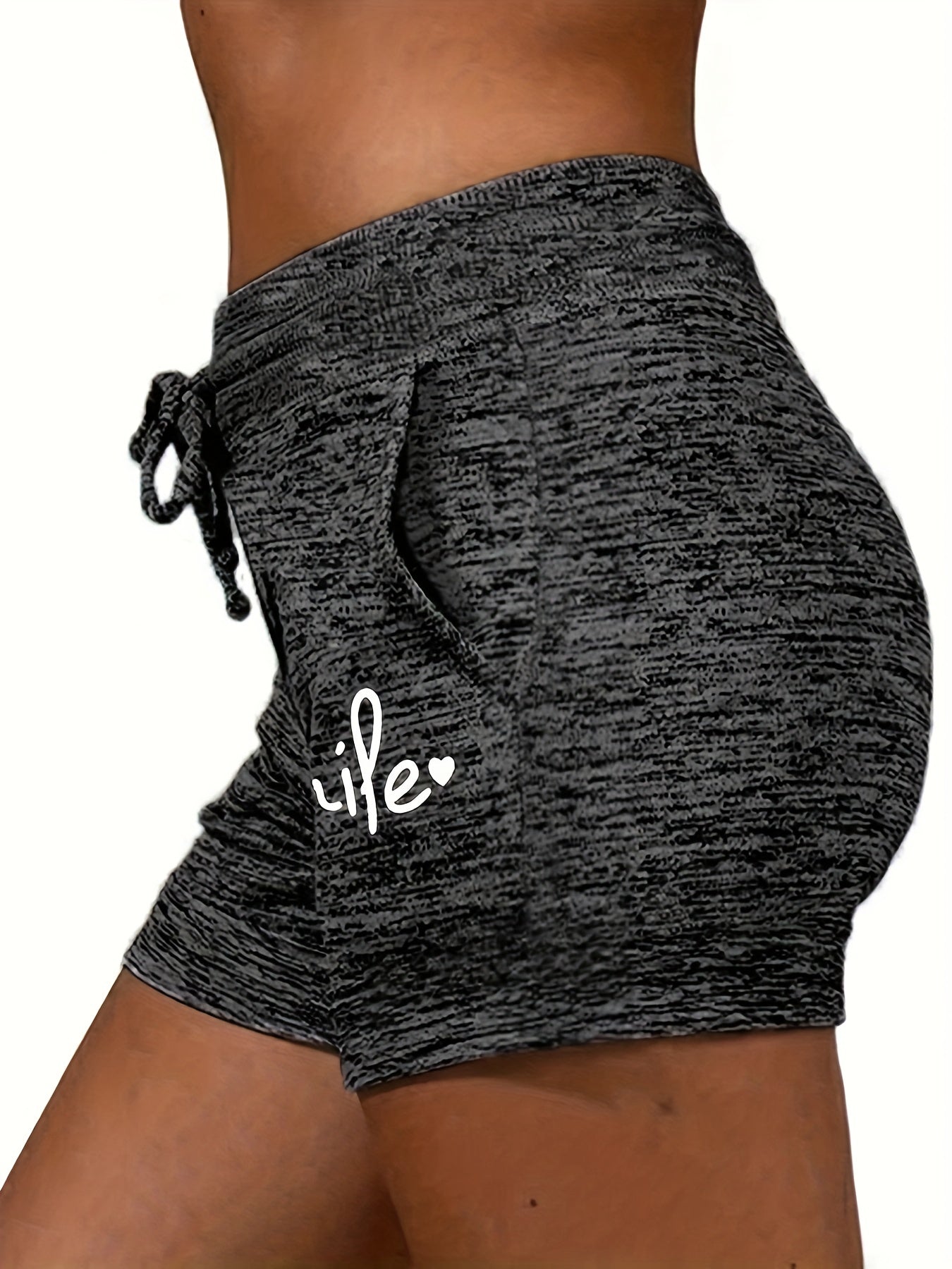 Smile Print Drawstring Shorts Casual Shorts For Summer