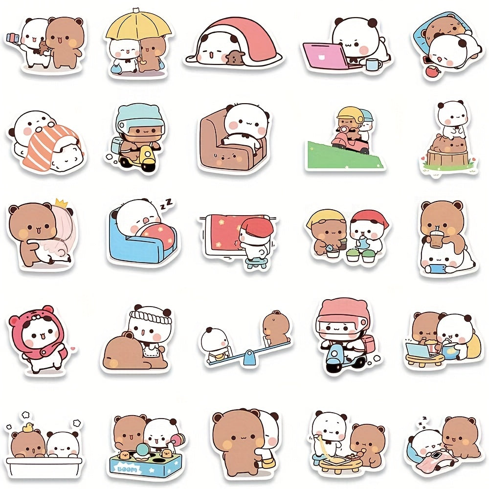 50pcs Cartoon Bears Graffiti Stickers No Repeat Waterproof Sticker