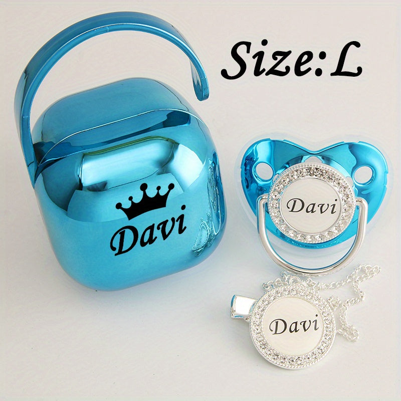 Personalized Baby Pacifier Set with Name, Box & Clip