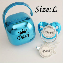 Personalized Baby Pacifier Set with Name, Box & Clip