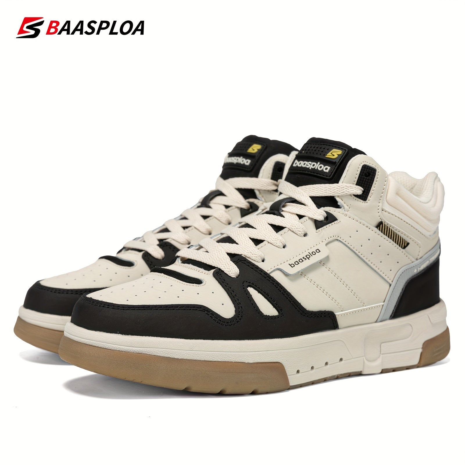 Baasploa Men's High Top Skate Shoes Lace Up Comfy Non Slip Sneakers