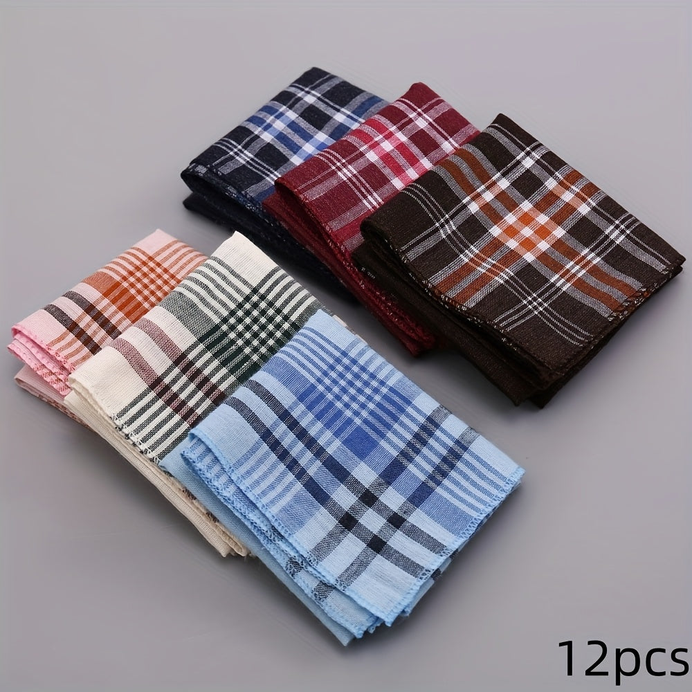12 Pack Men's Pocket Squares Navy Burgundy Pink Green Brown Beige Gray