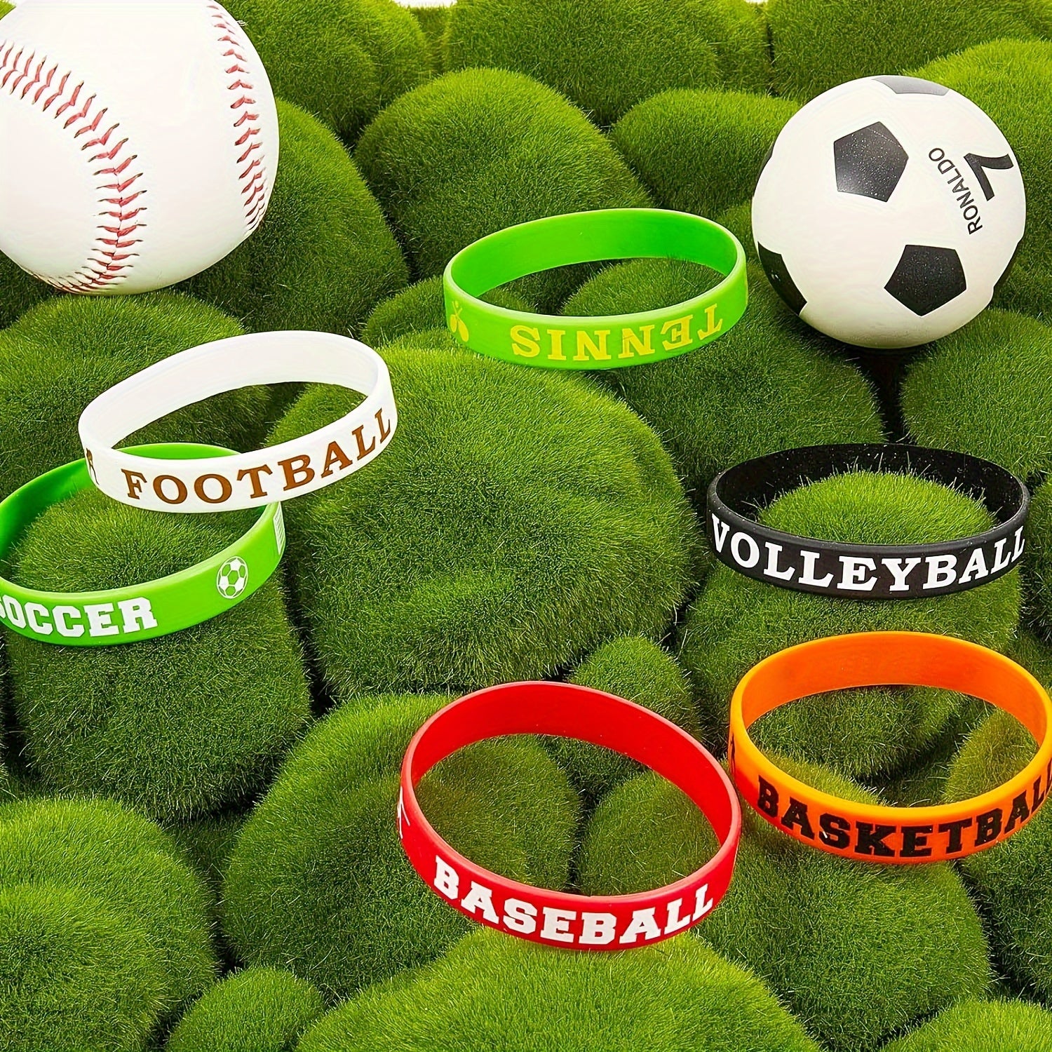 36 Pcs Football Silicone Bracelets Women Motivational Stretch