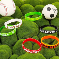 36 Pcs Football Silicone Bracelets Women Motivational Stretch