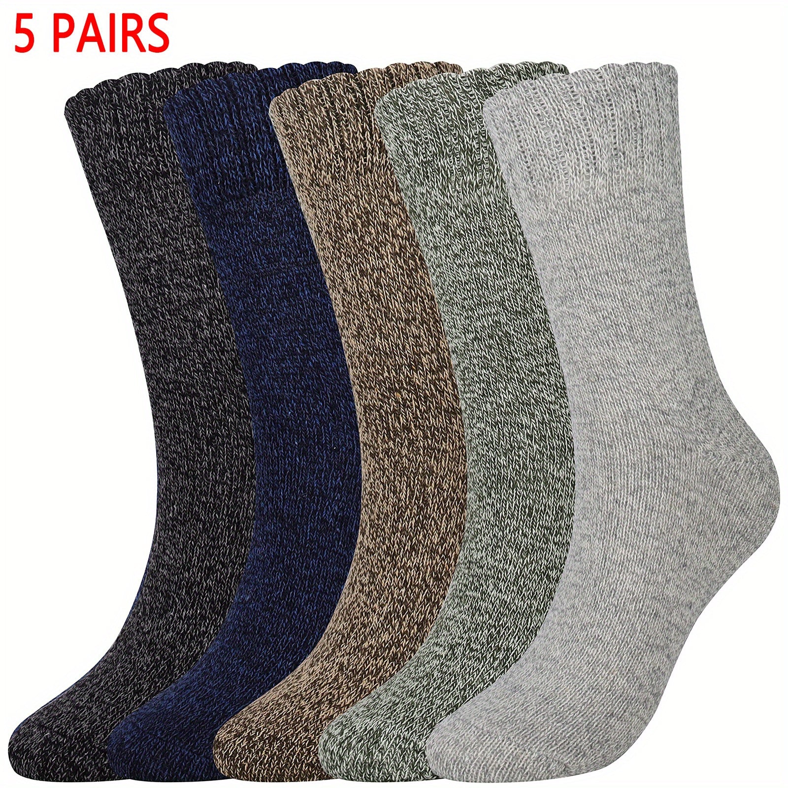 5 Pairs Retro Mid Tube Thick Knit Socks Women's Stockings Hosiery