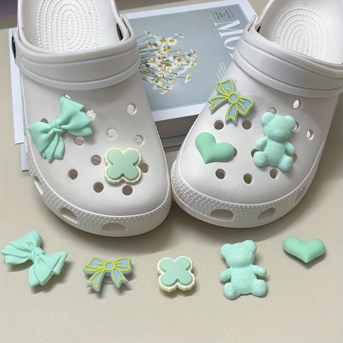 5pcs Bear & Bow Shoes Decoration Shoe Accessories Charms Birthday Gift