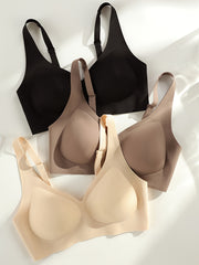 3pcs Seamless Push Up Bras Comfy & Breathable Women's Lingerie