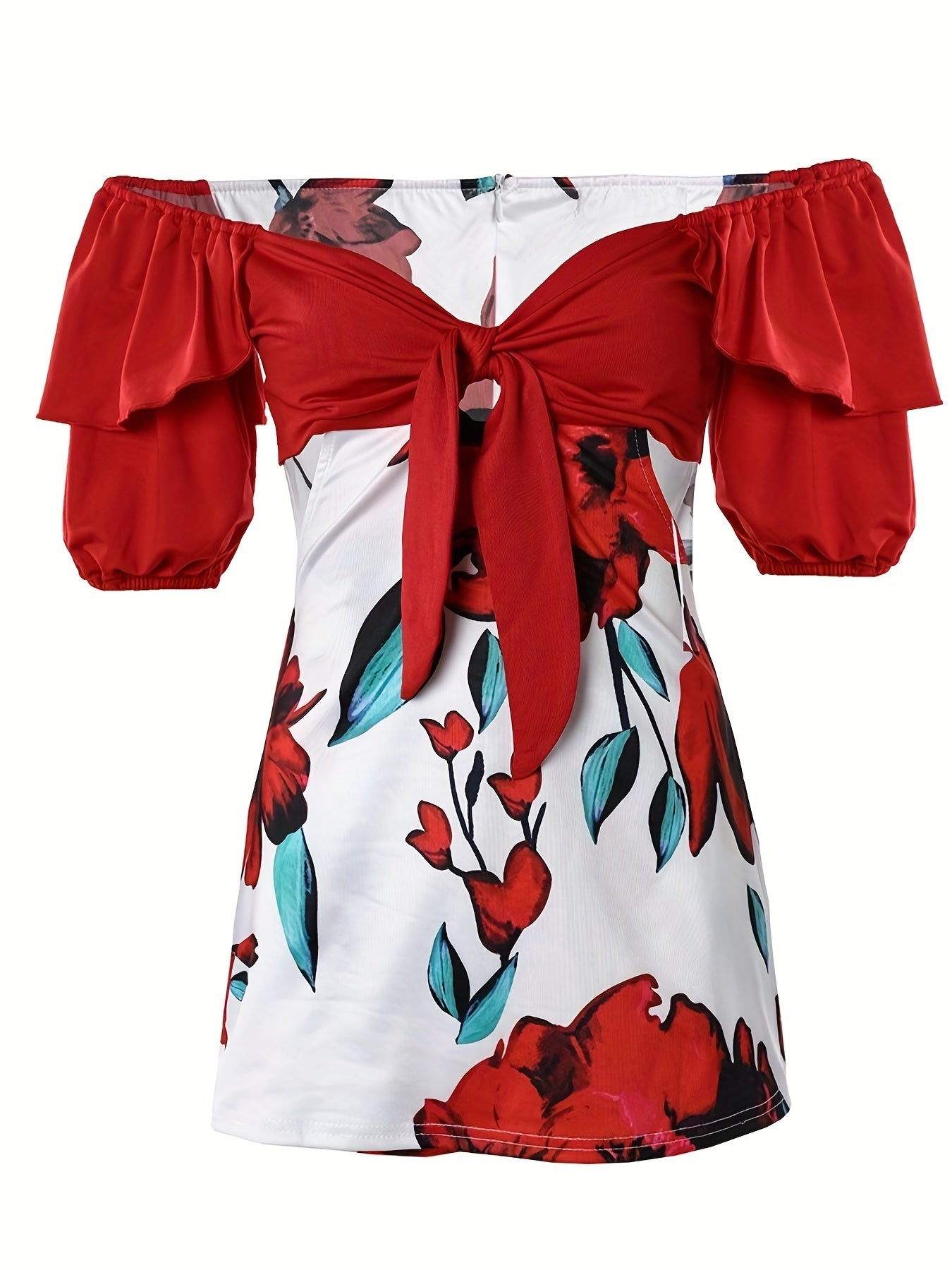 Floral Off Shoulder Romper Sexy Short Sleeve Women's Clothing