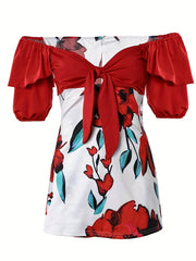 Floral Off Shoulder Romper Sexy Short Sleeve Women's Clothing