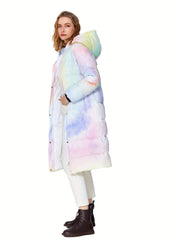 Colorful Print Puffer Jacket Women's Winter Down Jacket