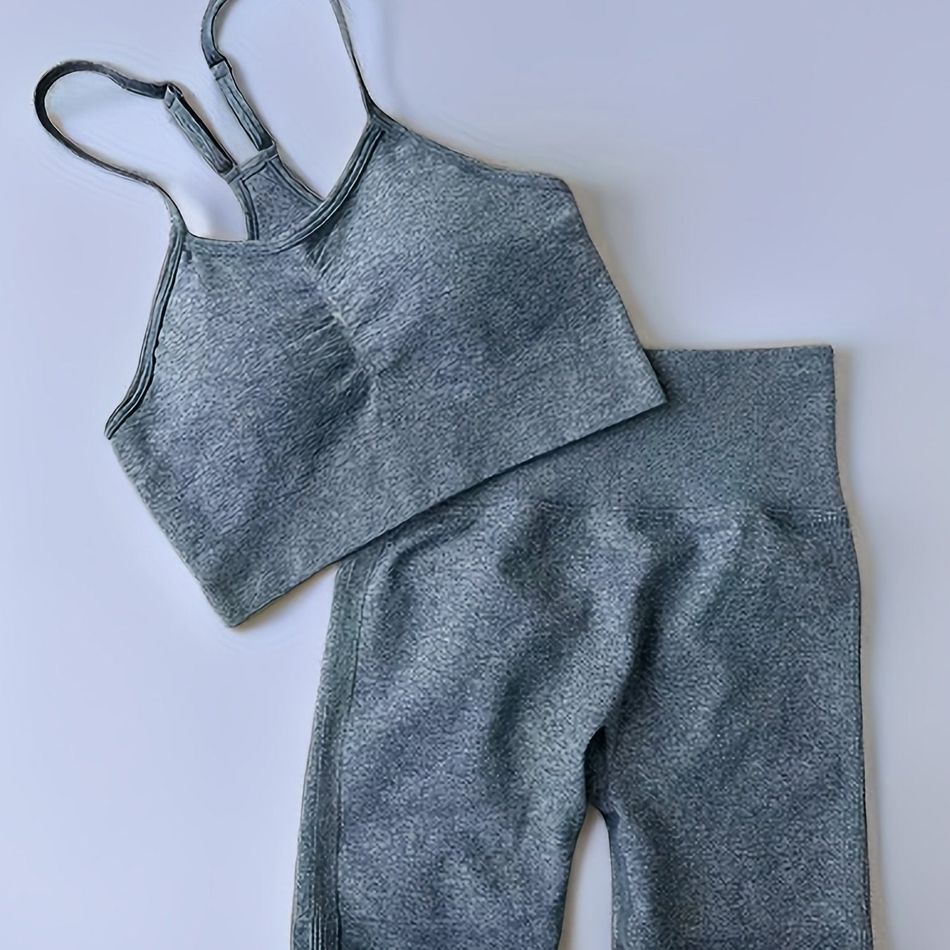 Solid Yoga Sports Set Cami Crop Top & High Waist Shorts Women's Activewear