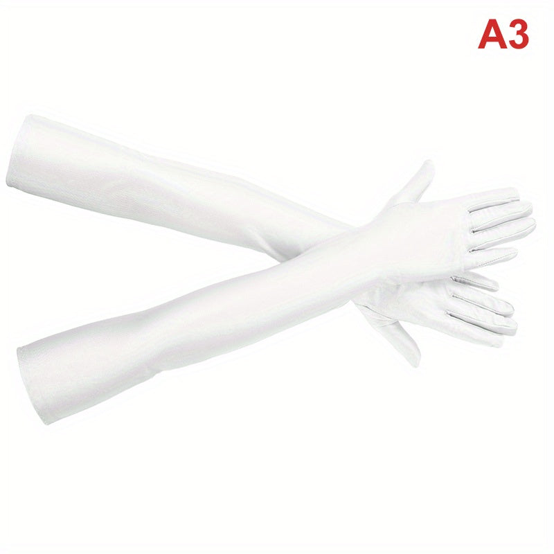 Solid Stretch Gloves Long Party Wedding Performance Gloves Women