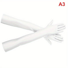 Solid Stretch Gloves Long Party Wedding Performance Gloves Women