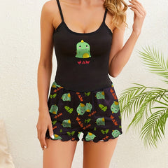 Dino Print Pajama Set Cami Top & Shorts Sleepwear Loungewear