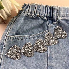 5pcs Silvery Love Rhinestone Crystal Stickers Adhesive Diamond