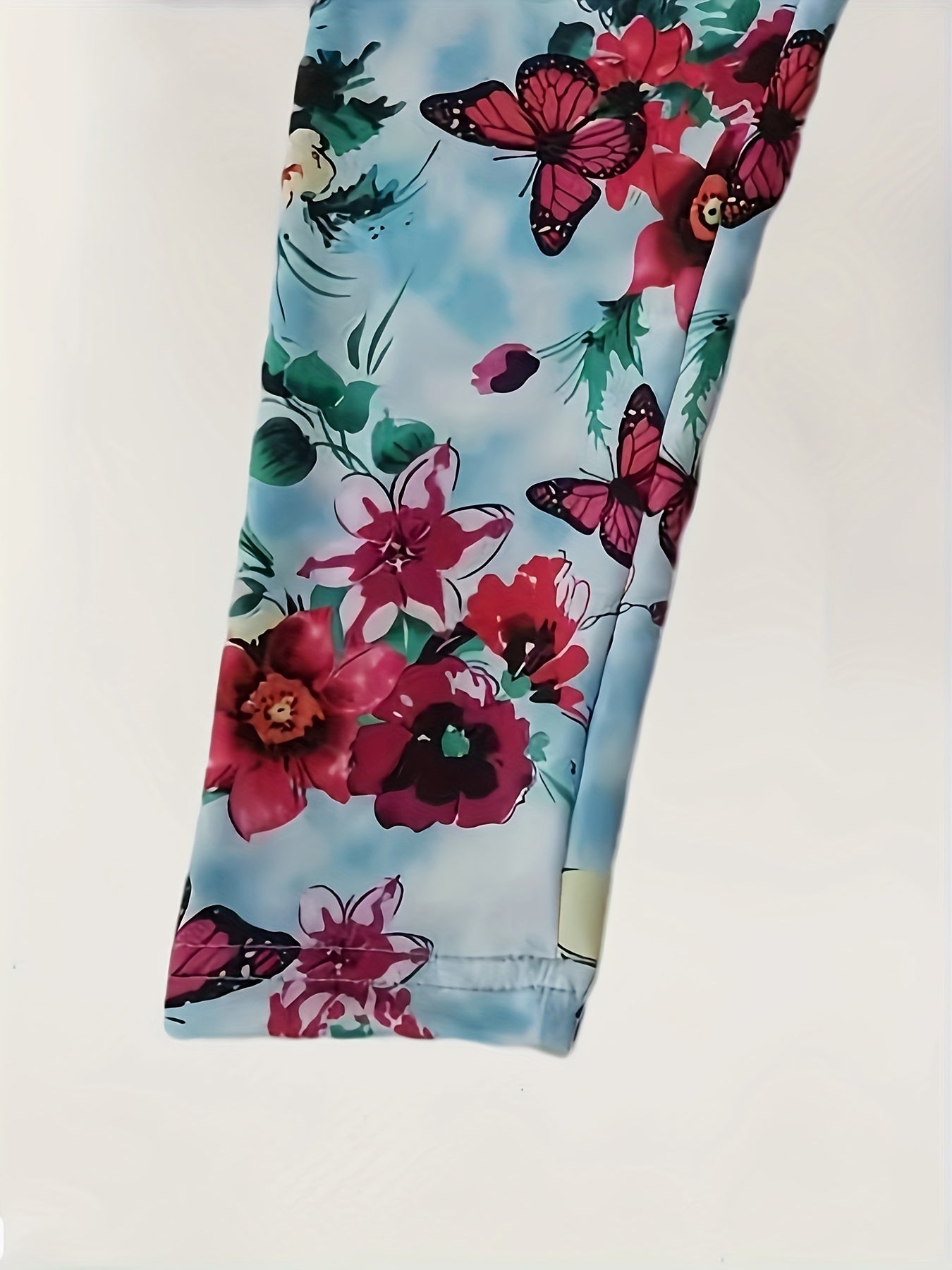 Butterfly & Flower Graphic Leggings Girls Comfy Leggings All Seasons Gift Sports