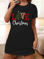 Christmas Casual Dress Women's Plus Tee Dress