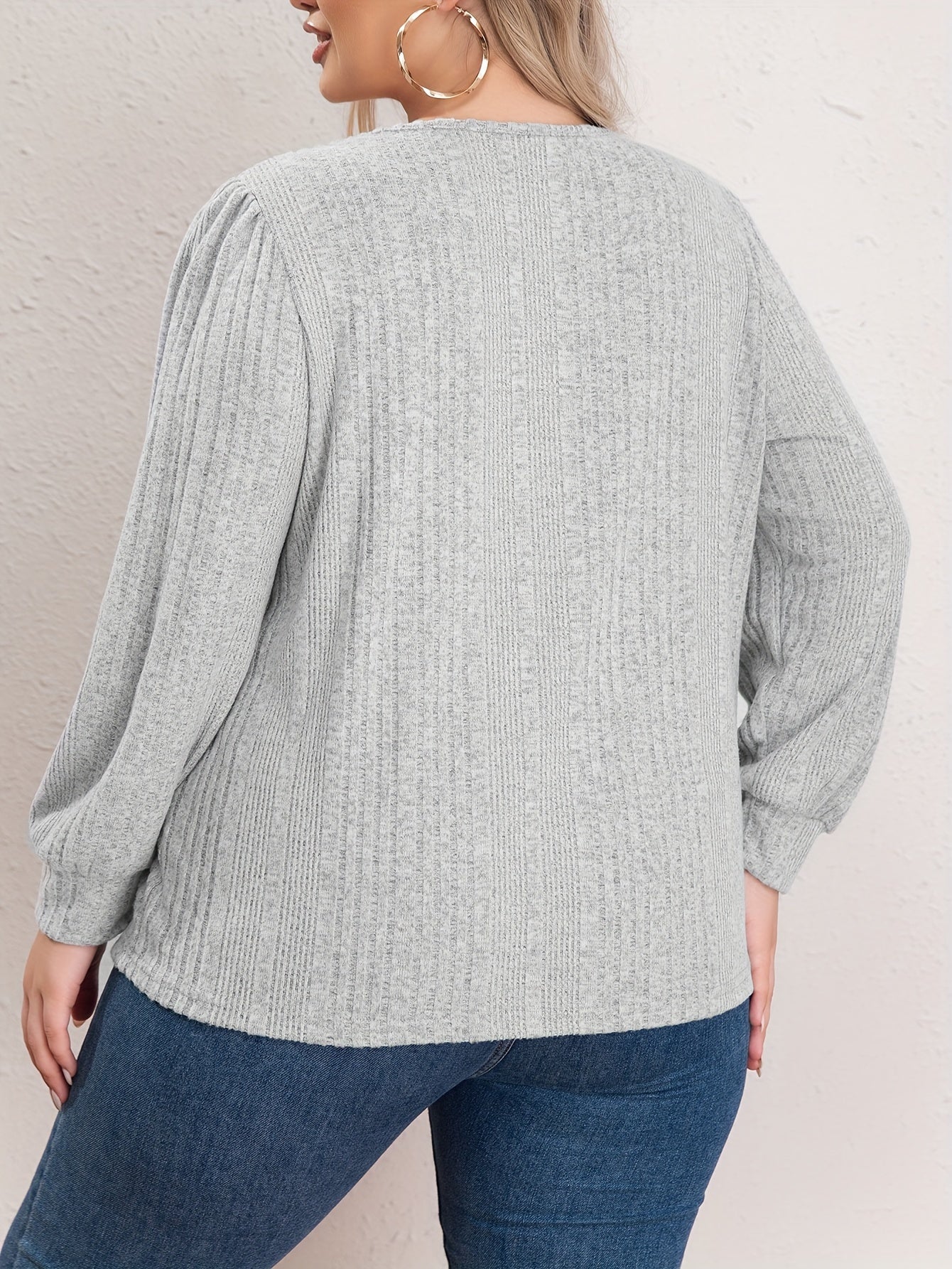 Solid Long Sleeve Scoop Neck Sweater