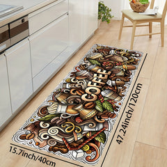 Creative Painting Style Kitchen Mat Colorful Coffee Pattern Rug