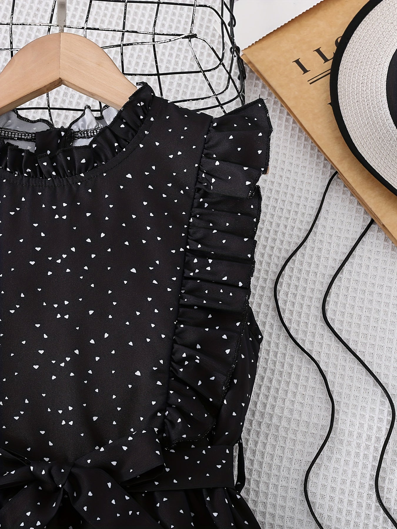 Girls' Polka Dot Print A Line Swing Tunic Dress with Belt