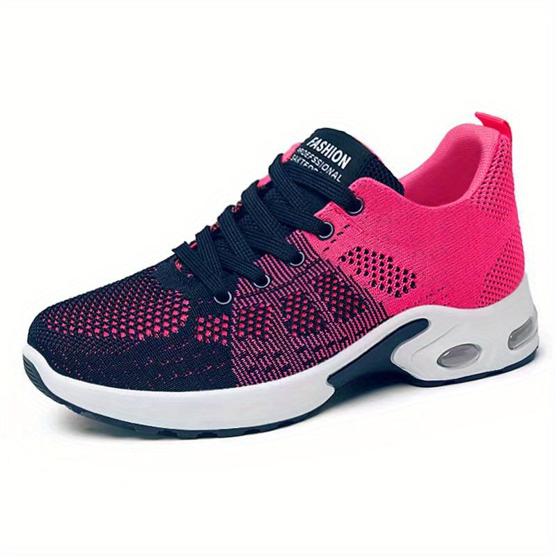 Ombre Mesh Sneakers Air Cushion Lace-up Running Shoes Non-slip Athletic