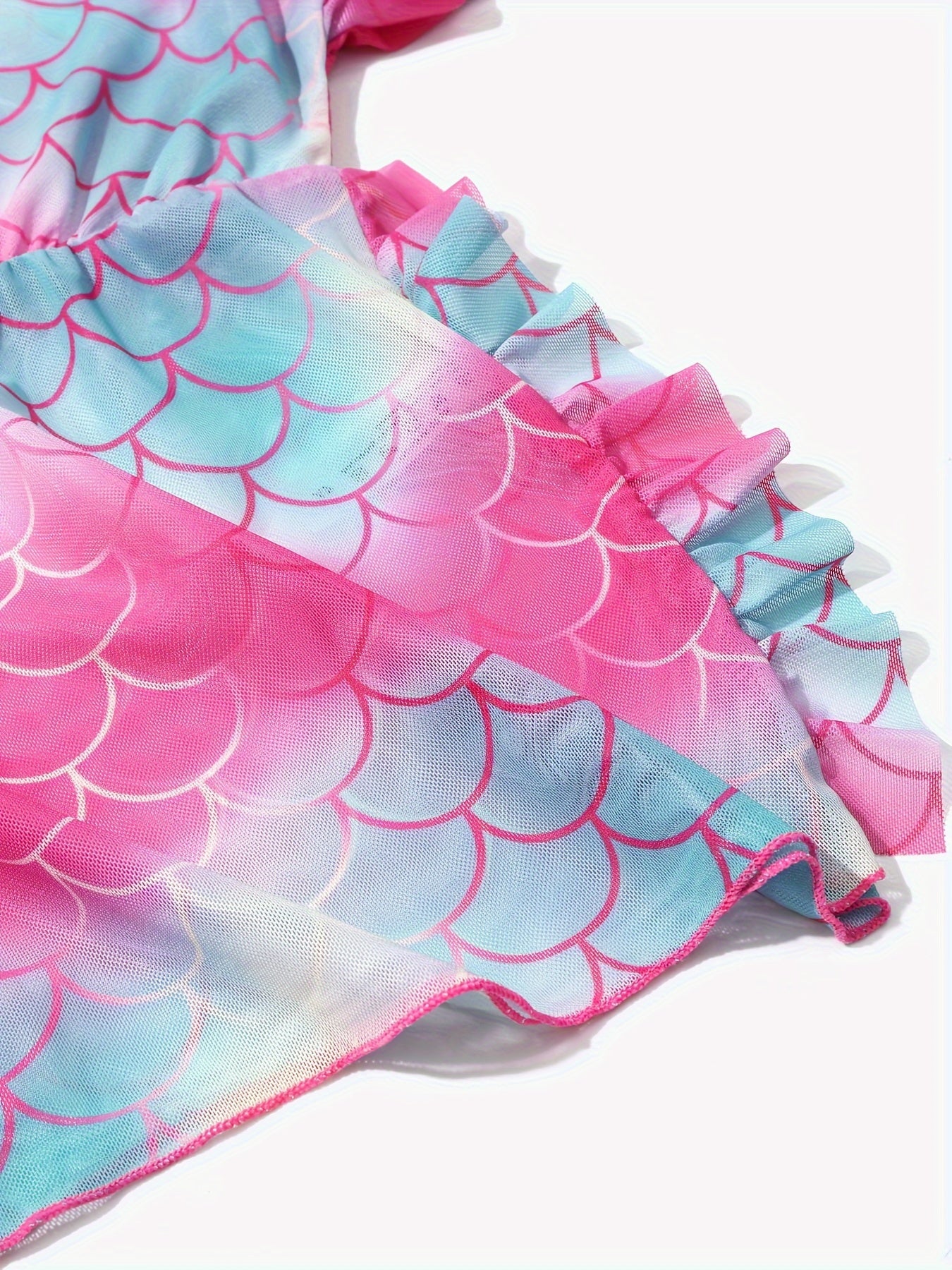 Toddler Girls Gradient Fish Scale Ruffle Trim Cover Up for Summer