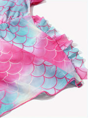 Toddler Girls Gradient Fish Scale Ruffle Trim Cover Up for Summer