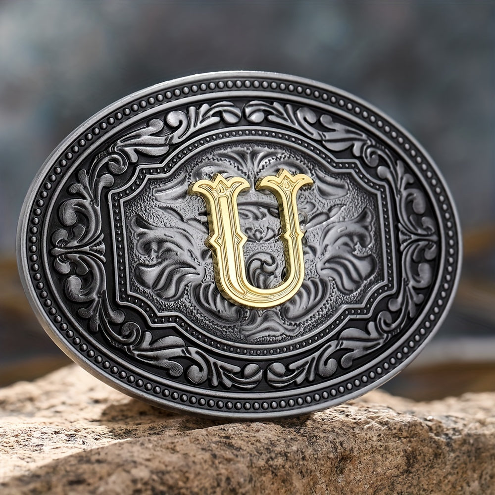 Men's Belt Buckle Initial Letter Retro Design